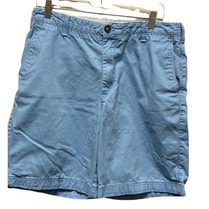 IZOD Size 33” Saltwater 9” Inseam Flat Front Chino Shorts Blue Cotton